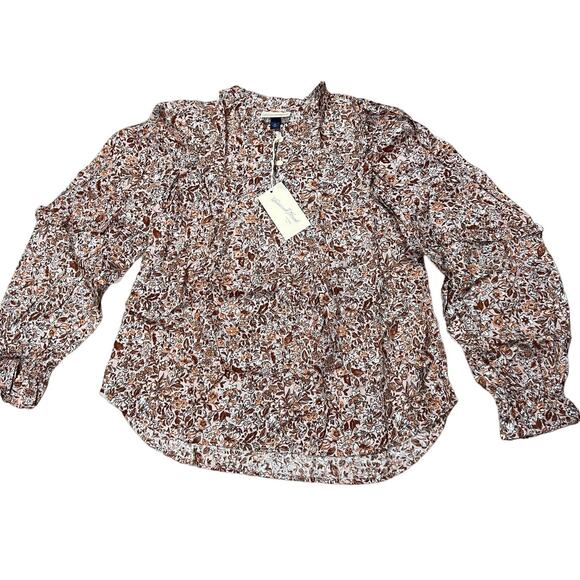 Universal Thread Women's Pink Floral Long Sleeve Ruffle Blouse - Size XS - NWT - Picture 1 of 8